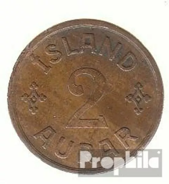Island KM-Nr. : 6 1940 NGJ vorzüglich Bronze 1940 2 Aurar Gekröntes Monogramm