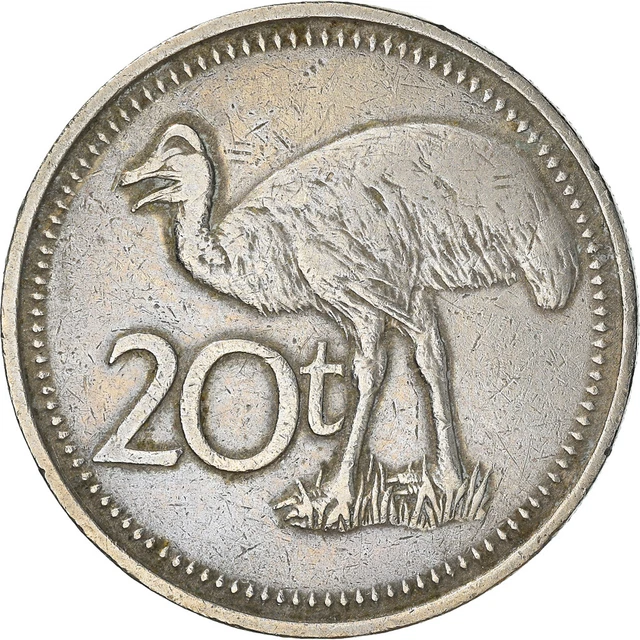 [#382822] COIN, PAPUA New Guinea, 20 Toea, 1990, VF, Copper-nickel, KM ...
