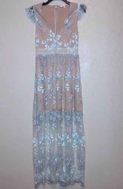 WAYF Oakfield Embroidered Lace Maxi Dress Size Small