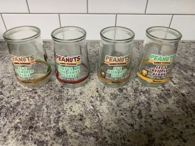 Vintage Welch's Jelly Jar Peanuts Glass Classics Four Jars