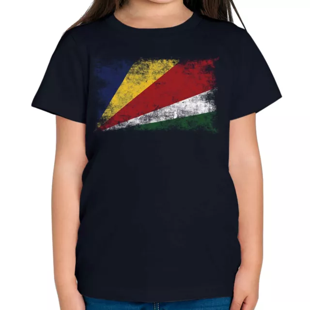 Seychelles Distressed Flag Kids T-Shirt Top Sesel Seychellois Gift Shirt