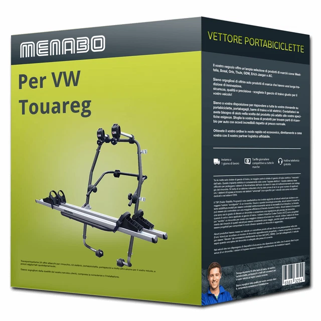 Menabo Stand Up 2 portabici portellone per VW Touareg Tipo 7P5 - 2 bici Nuovo