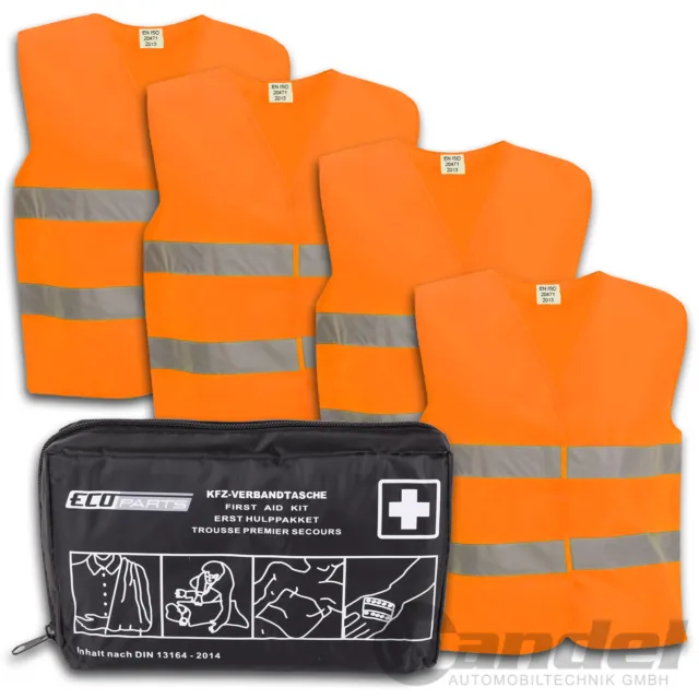 Sac de Premiers Secours Rouge Trousse Soins DIN13164+4x Vest Orange De