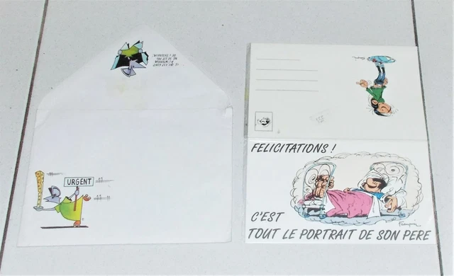 Biglietto D'Auguri Gaston Lagaffe Con Scimmie - Fatto In Francia