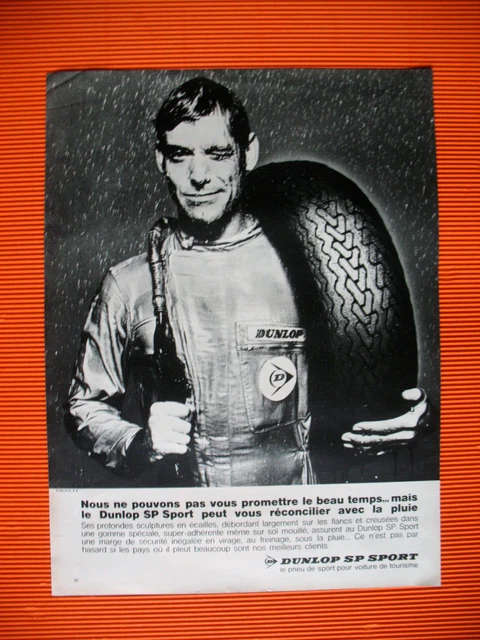 Publicite De Presse Dunlop Sp Sport Pneu Reconciliation Avec La Pluie Ad 1968