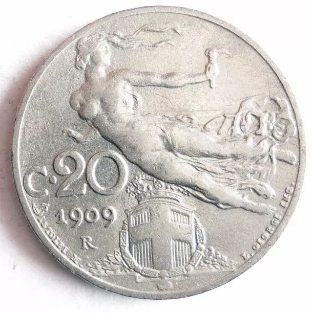 1909 Italy 20 CENTESIMI - Flying Victory - Great Coin Italy Bin #B