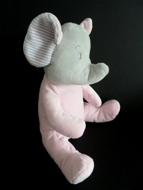 J7. DOUDOU PELUCHE TOMKIDS TOM & KIDDY ELEPHANT SOURIS ROSE GRIS 25cm assis TTBE
