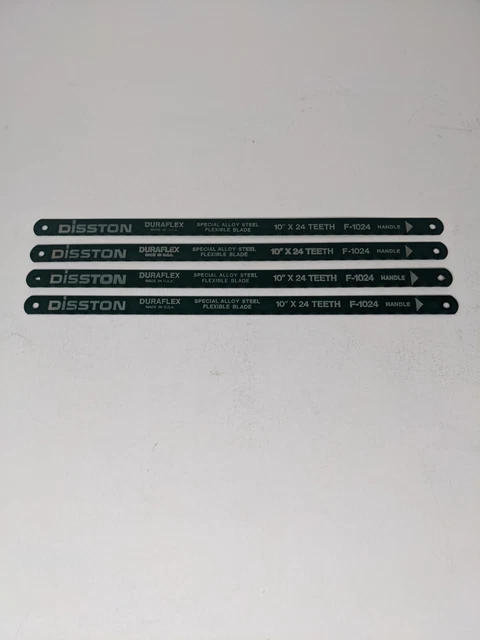 Disston 10 Inch Hacksaw Blades 24 TPI Duraflex F-1024 Special Alloy Steel 4 Pk