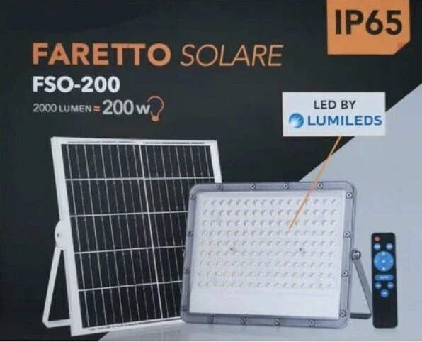 Fari LED Solari 200W - 3 Pezzi Con Pannelli E Telecomando, Per Esterni - Foto 8