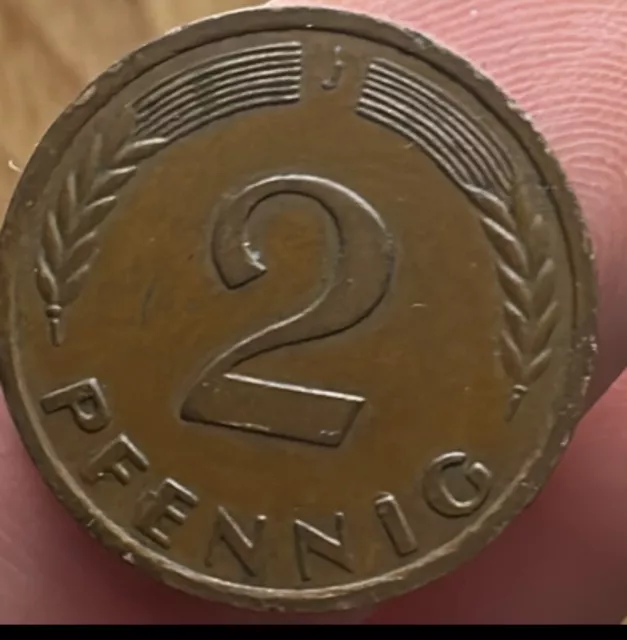 2 Pfennig Münze 1961 “J“ nicht magnetisch absolut selten Sammler rar