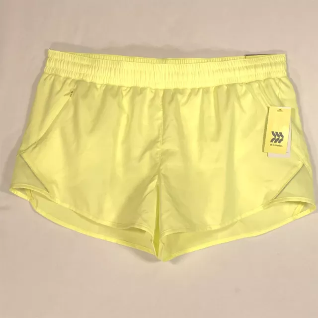 All In Motion Run Shorts Women Small Elastic Waist Liner Mid-Rise Yellow