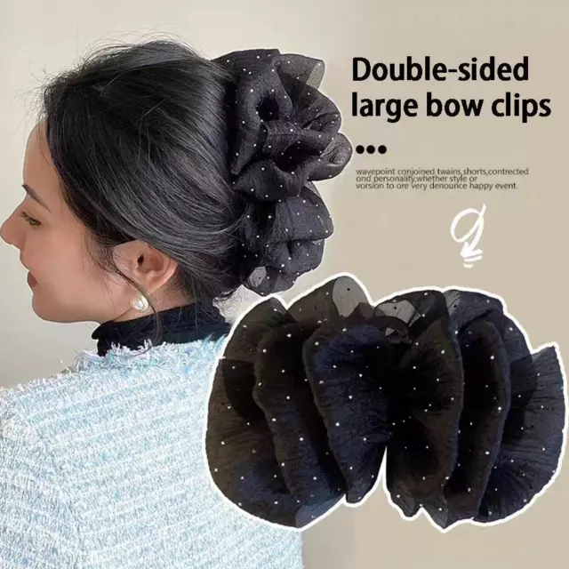 Women Bow Bubble Clip Hair Claw Elegant Large Hair Accessoriess Girl Clamp V5M4