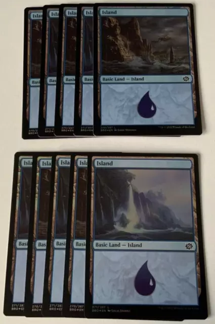 MTG 10x FOIL Island Basic Land Bulk Lot Bundle [English, The Brothers' War]