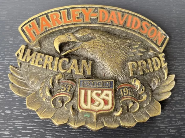 HARLEY DAVIDSON Boucle De Ceinturon ancien Vintage 1992 American Pride made USA