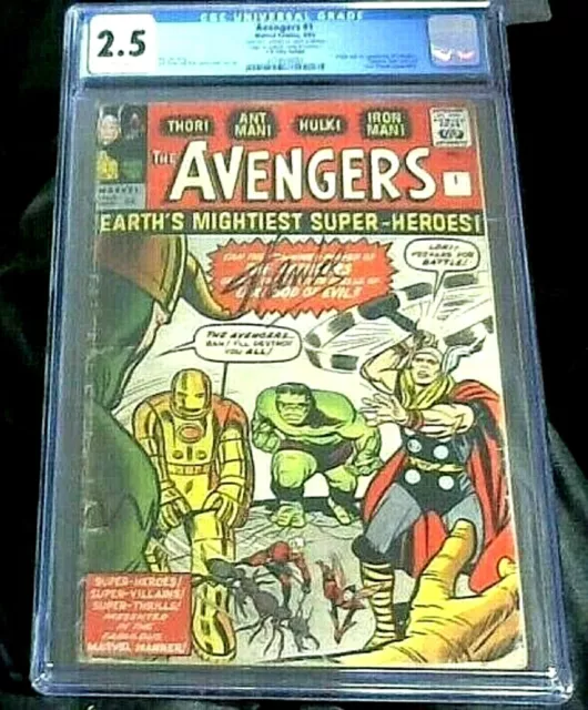 THE AVENGERS #1 CGC 2.5 Signed Stan Lee (1963) Marvel comic Signature White pgs.