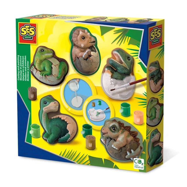SES Creative 01411 Casting and Painting - Dino Eggs - Dinosaur Theme; Quick-Dryi