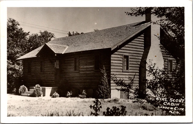 Real Photo Postcard Girl Scout Cabin in Garden City, Kansas~218