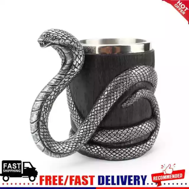 Creative Cobra Handle Beer Mug Stainless Steel Resin Double-Layer Drinking Cups