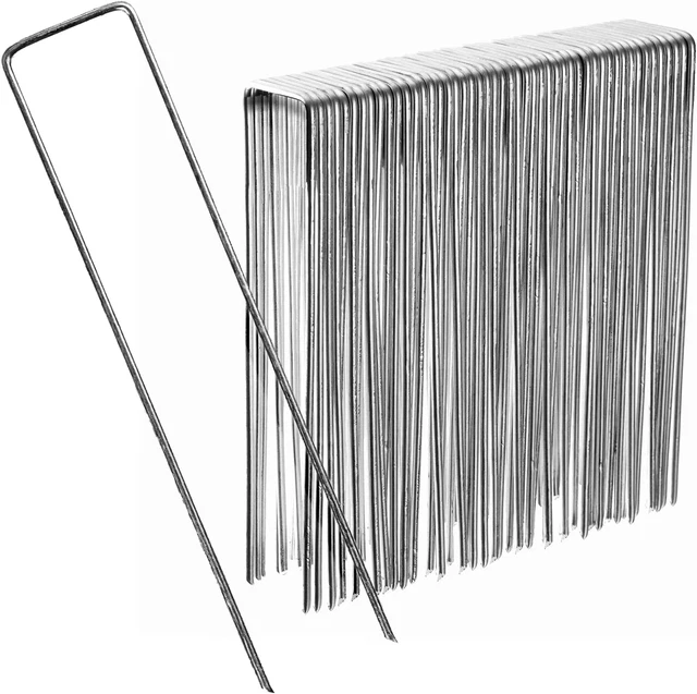 10 Fixation Paillage Acier galvanisé 3 mm H17 cm L3.5cm - Piquet pour