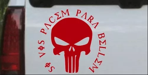 Punisher Si Vis Pacem Para Bellem Car Window Decal Sticker Red 6X6.4