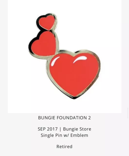 Destiny 2 Bungie Foundation Heart Pin - 2017 x1 - Retired (No emblem included) 2