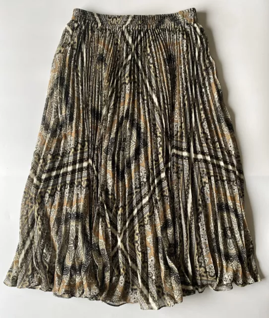 MICHAEL KORS Ladies Patterned Pleated Midi Skirt Elasticated Waist Sz XS FAB!