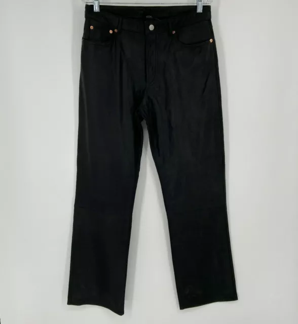 LUCKY BRAND Men's Black Leather Pants Jeans Lining Zip Fly Size 33 X 31 Regular