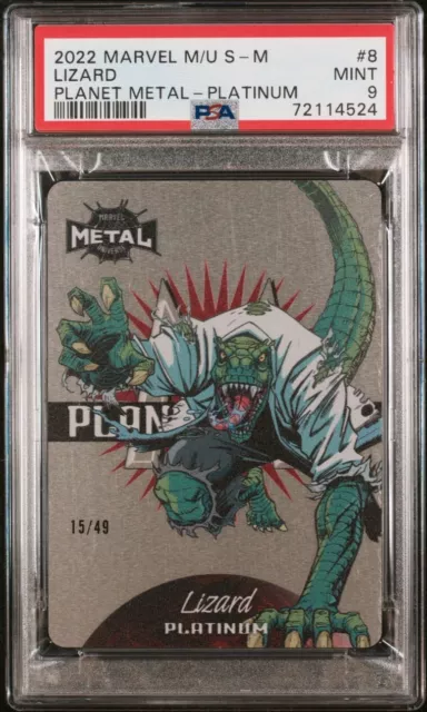 Lizard 2022 Marvel Metal Universe Spider Man #8 Planet Metal Platinum Psa 9 Mint