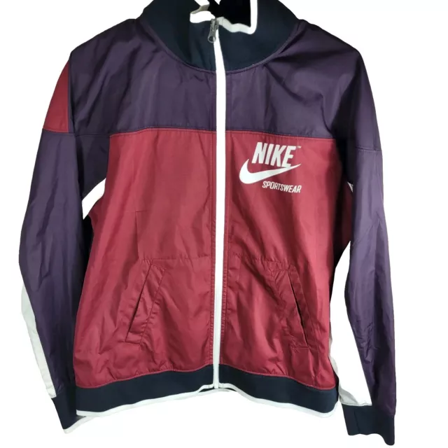 Nike Sportswear Women's Burgundy/Maroon Woven Jacket Zip Windbreaker Size M