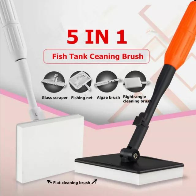 Q7 5in1 Set Aquarium Fish Tank Brush Cleaning Tool Glass Algae Scraper Scrubber