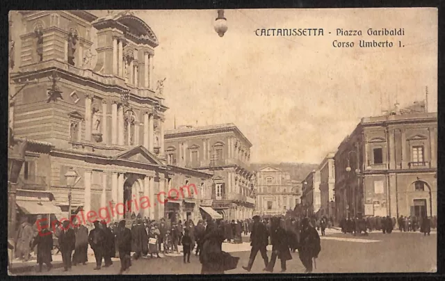 ae4514 - CARTOLINA D'EPOCA - Caltanissetta Città - Piazza Garibaldi  1915