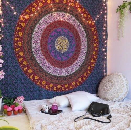 Tapisserie Murale Bohème – Mandala – Fait Main – Indienne – Coton – Décoration