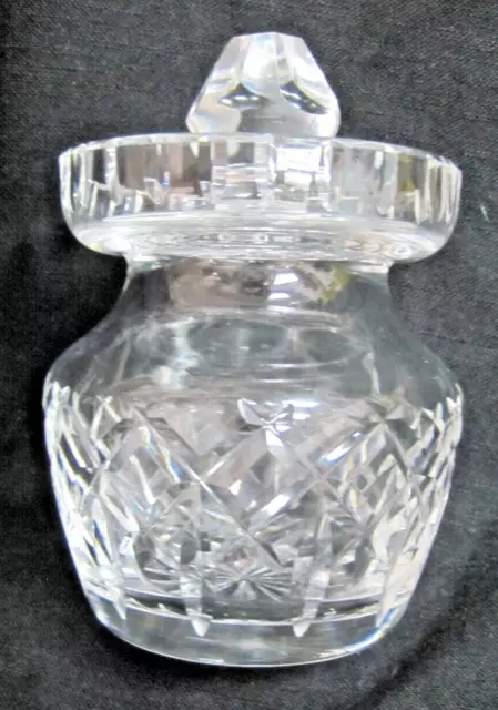 Waterford Crystal Jam Jar w/ Lid, 3.5” Small Clear Glass Honey Pot Sugar Bowl