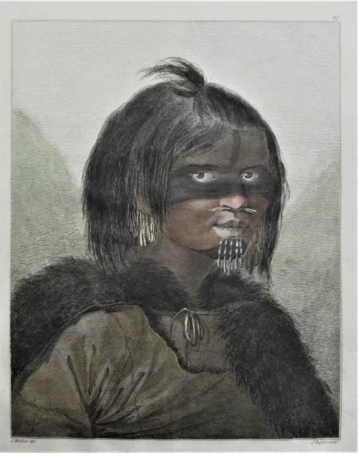 Original 1784 print, Captain Cook's voyages, a Woman of Prince William Sound