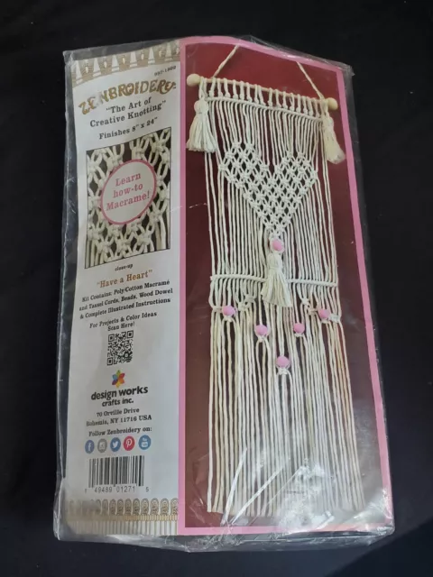 Zenbroidery Macramé Tiene Un Corazón Colgante Pared Kit Diseño Funciona ANUDAR