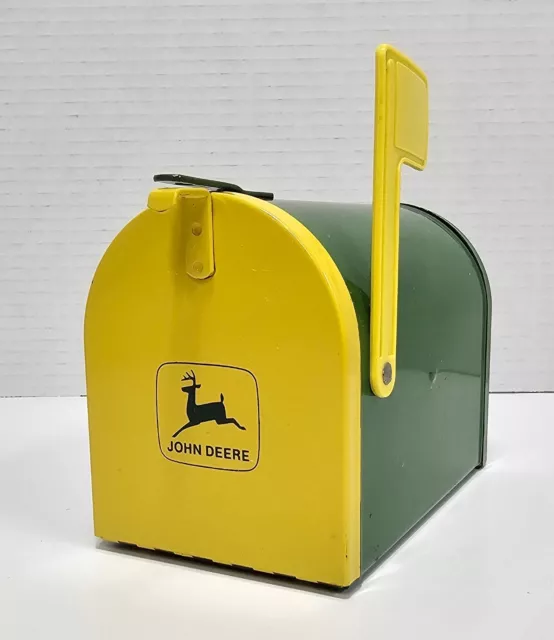 Pre Owned Ertl John Deere Mail Box Coin Bank Stamped Steel Green Yellow