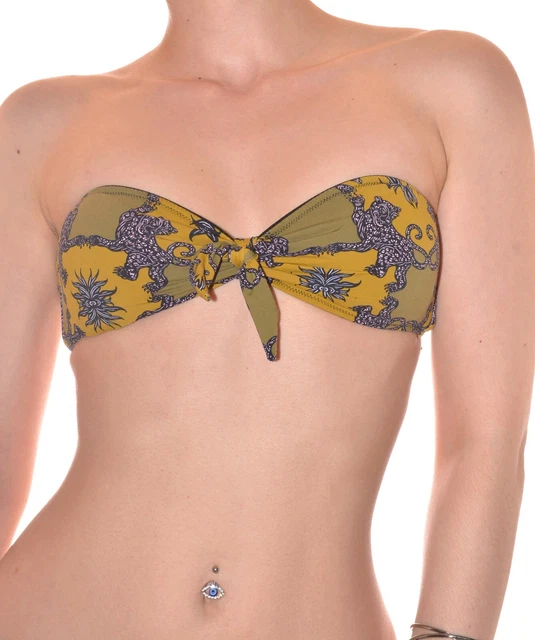 Haut De Bikini Khassani Vert Kaki Avec Volants - Taille Petit, Style Paris Ibiza