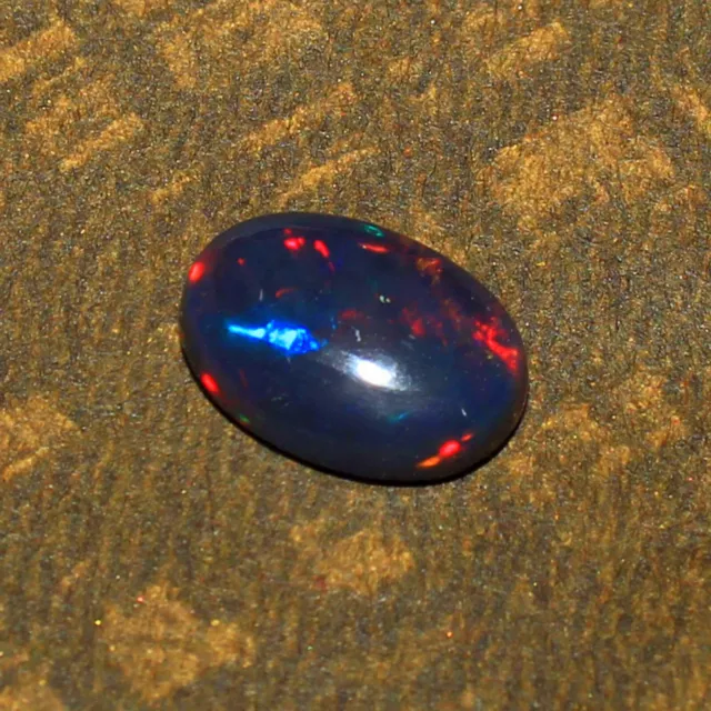 2.60 KT, Naturale Nero Etiope Opale di Fuoco Ovale Cabochon Sfuso Gemma 12x9mm