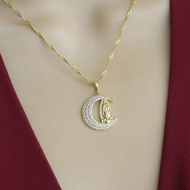 Collar Colgante de Virgen Chapado en Oro 14k Moda Hip Hop Unisex Cadena Encanto