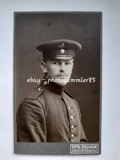 CdV Grimmitschau Portrait Soldat Offizier Regiment IR 103 Mütze Foto Sachsen