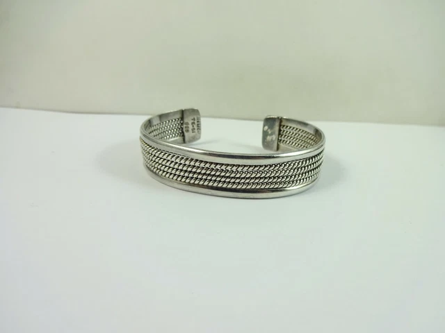 Vintage Sterling Silver Taxco Mexico Shiny 6 Strand Cuff Bracelet 5.5"   29.5g