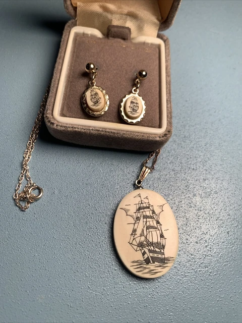 scrimshaw jewelry. Ship Carving
