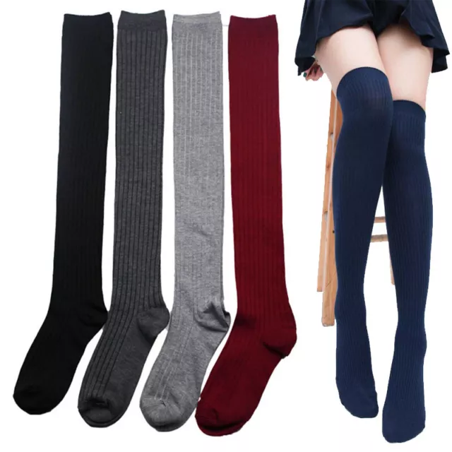 Girls Ladies Women Thigh High the Knee Socks Long Cotton Stockings Winter Warm