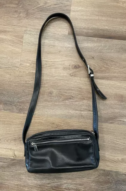 Perlina New York Genuine Soft Black Leather Hobo Bag Handbag Shoulder Purse