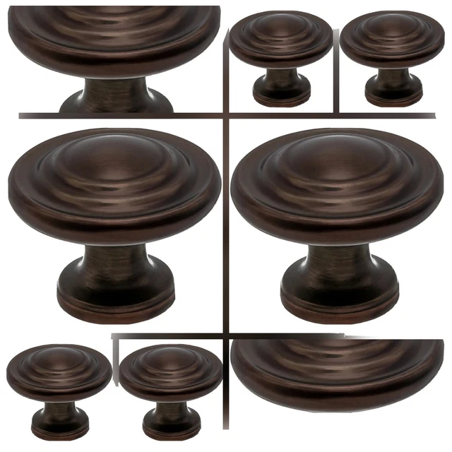 8 round Cabinet knobs aged Bronze 1-1/4" New Free Shipping!