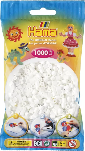 Hama 1000 Midi Bügelperlen 207-01 Weiß Ø 5 mm Perlen Steckperlen Beads