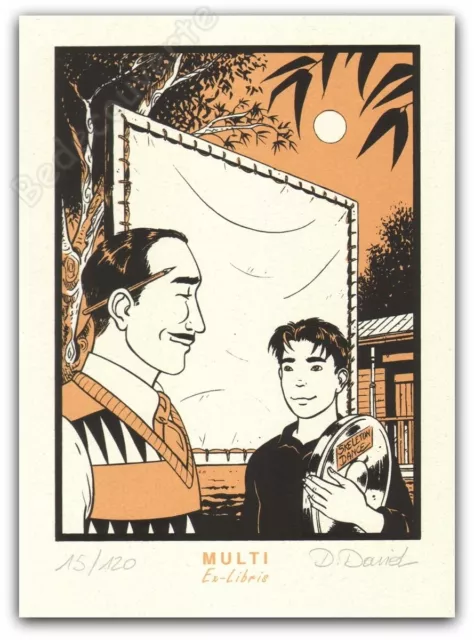 Ex-libris Sérigraphie David Jimmy Boy Multi BD 120ex signé 17x23,1 cm