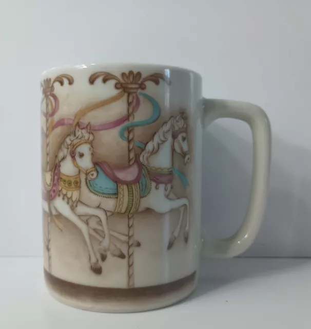 Vintage Otagiri Mug Cup 8 Oz Carousel Horse Merry Go Round Ceramic Japan