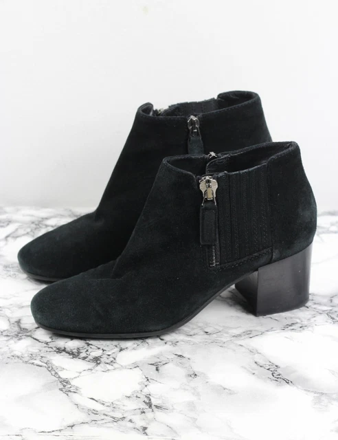 Russell & Bromley Aquatalia Daim Noir Cuir Bottines Taille UK 4.5 Ue 37.5