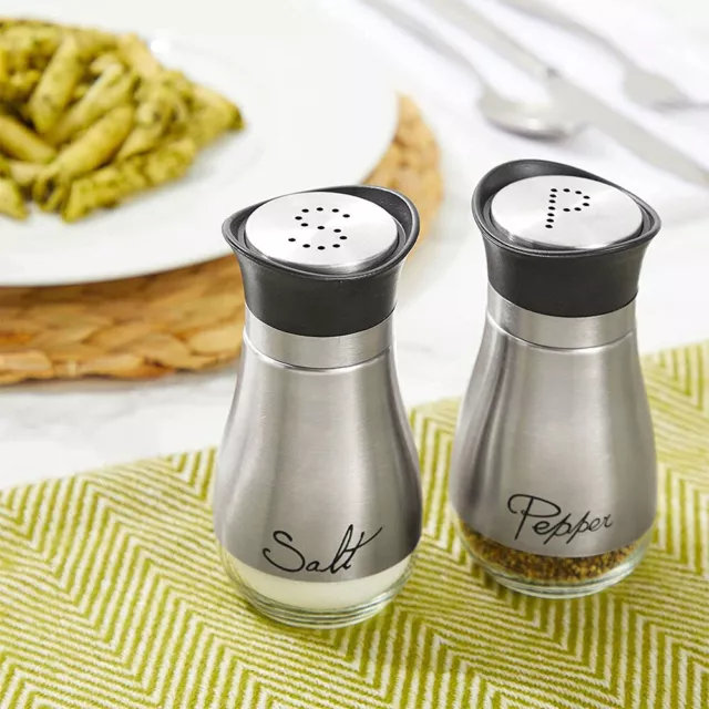 Salt and Pepper Shakers Set,2 PCS Premium Stainless Steel Salt